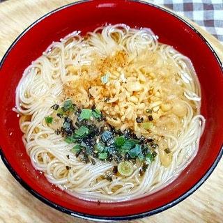 夏の残りの素麺は温かいにゅうめんに♪